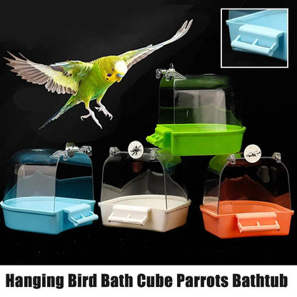 Bain d'oiseaux suspendu transparent pour Cage à perruches, accessoires pour perroquets, baignoire, douche, Cage pour canari, perruche, calopsitte - Animaleriex