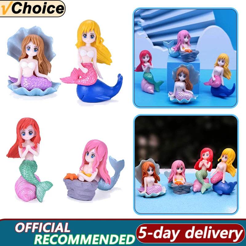 Décoration d'aquarium en plastique, petite sirène, Figurines miniatures, décoration de gâteau à faire soi-même, accessoires artisanaux de bureau - Animaleriex