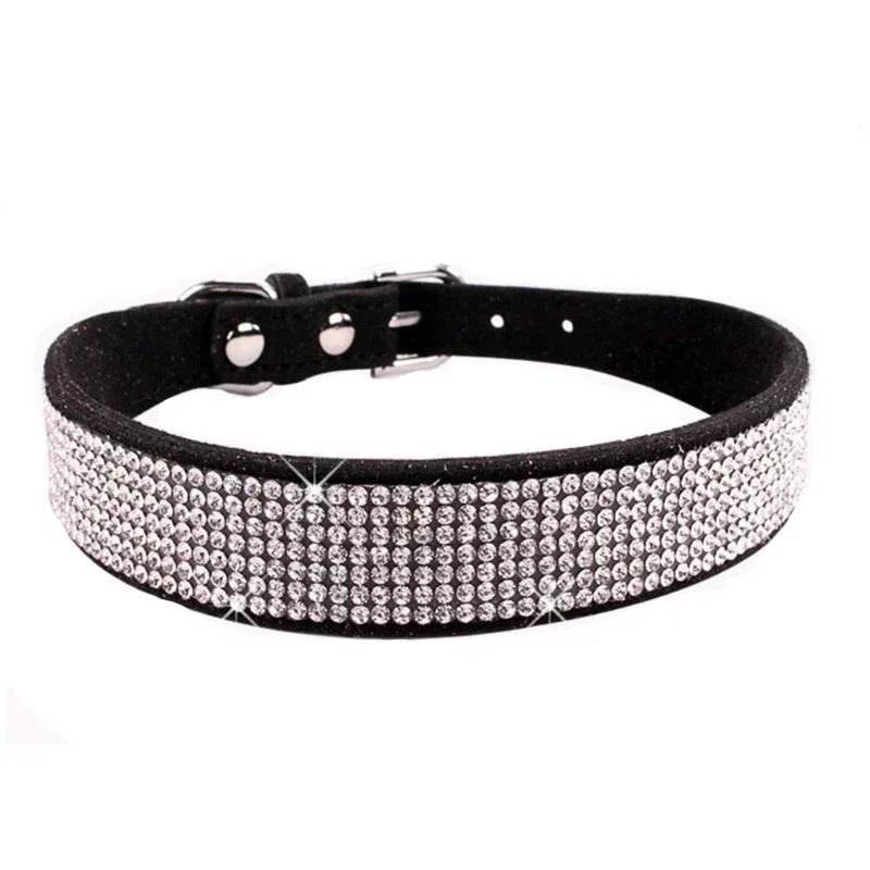Collier pour chien en Fiber de daim et cristal, confortable, à paillettes, strass, en alliage de Zinc, avec boucle, pour petits chiens et chats, XXS-L - Animaleriex