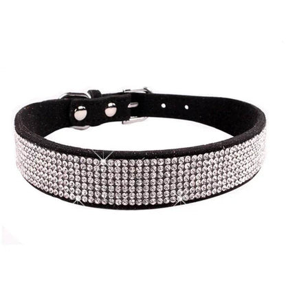 Collier pour chien en Fiber de daim et cristal, confortable, à paillettes, strass, en alliage de Zinc, avec boucle, pour petits chiens et chats, XXS-L - Animaleriex