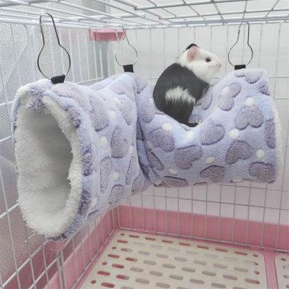 Hamsters en peluche en coton Solf en forme de cœur, Tunnels de jeu, nid chaud d'hiver pour furet, cochons d'inde, écureuils, petits jouets pour animaux de compagnie, accessoires - Animaleriex