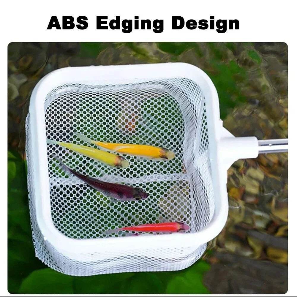 Filet de pêche carré pour Aquarium avec ventouse, équipement de pêche à longue poignée extensible pour attraper des poissons et des crevettes, accessoires de nettoyage - Animaleriex