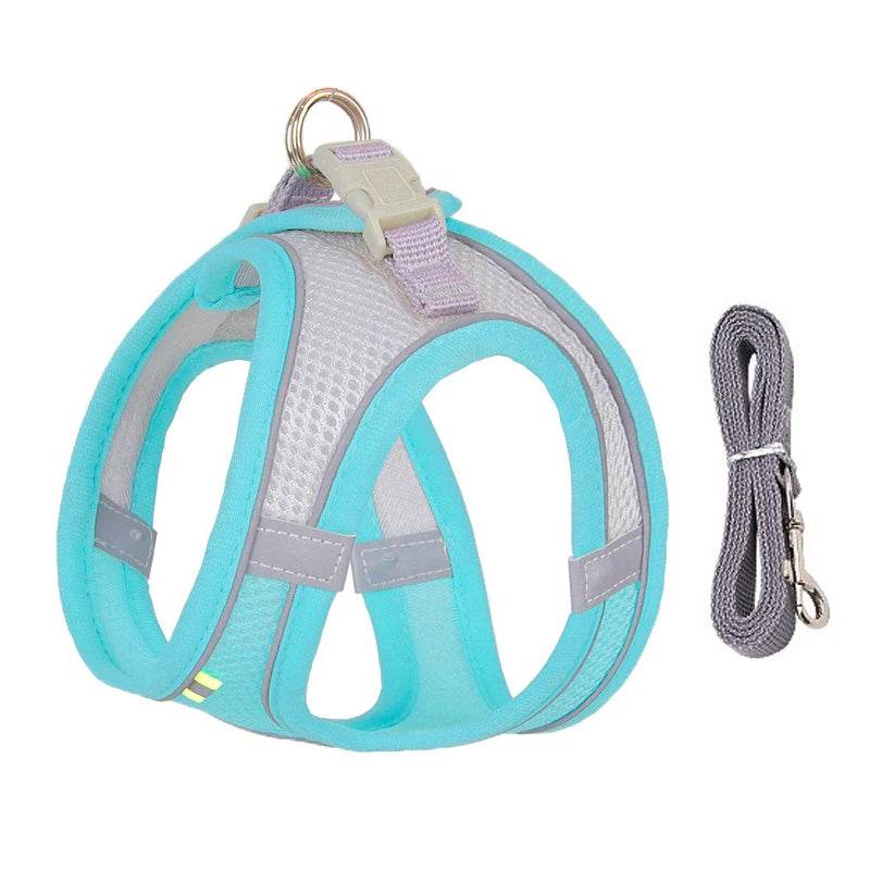 Ensemble de laisse de harnais pour chien pour petits chiens, harnais réglable pour chiot et chat, gilet bouledogue français, Chihuahua, carlin, laisse de marche en plein air - Animaleriex