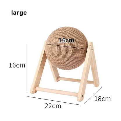 Cratchers pour chats, jouets en boule de Sisal et de bois, Triangle Stable pour chats, objets d'intérieur robustes, grattage frais sur support, rotation - Animaleriex