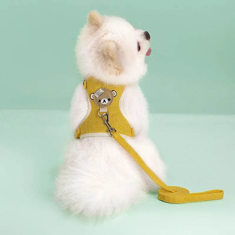 Ensemble de laisse de harnais pour animaux de compagnie, mignon, pour petits chiens de taille moyenne, chat, laisse de marche, Chihuahua, lapin, gilet, harnais, collier de caniche, accessoires pour chiens - Animaleriex