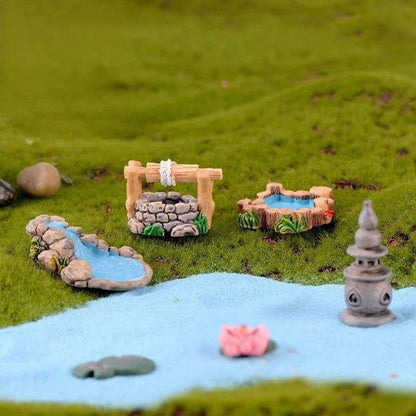 Accessoires de jardin féerique, puits d'eau de source miniatures, pont de bateau, ornement de Statue, Figurines de paysage, décor artisanal de jardin de maison - Animaleriex