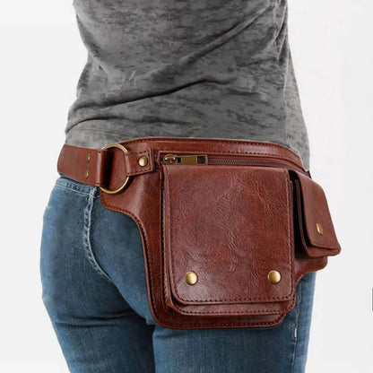 Sac de taille de Style moto Punk Cool, sac de ceinture réglable rétro pour Sports de plein air, sac banane à la mode - Animaleriex