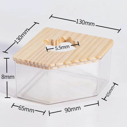 Hamster salle de bain maison bac à sable entièrement Transparent Urine sable bassin ours doré fournitures sable bain conteneur petite salle de bain pour animaux de compagnie - Animaleriex