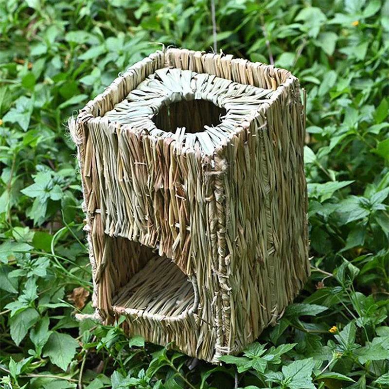 Cages à lapin tissées pliables pour animaux de compagnie, Hamster, cochon d'inde, lapin, herbe, jouet à mâcher, tapis, nid de lit de maison pour petits animaux, accessoires pour lapins - Animaleriex