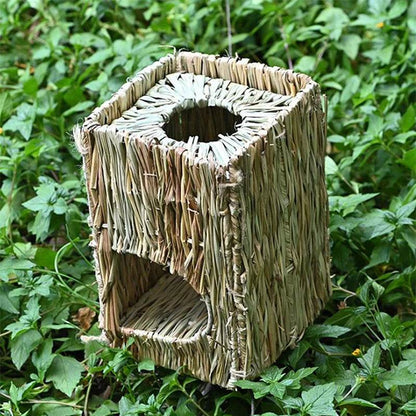 Cages à lapin tissées pliables pour animaux de compagnie, Hamster, cochon d'inde, lapin, herbe, jouet à mâcher, tapis, nid de lit de maison pour petits animaux, accessoires pour lapins - Animaleriex