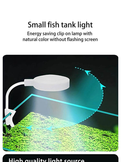 Lumière d'aquarium avec adaptateur LED à clipser, petite lumière USB à spectre complet, éclairage rotatif à 360 ° - Animaleriex